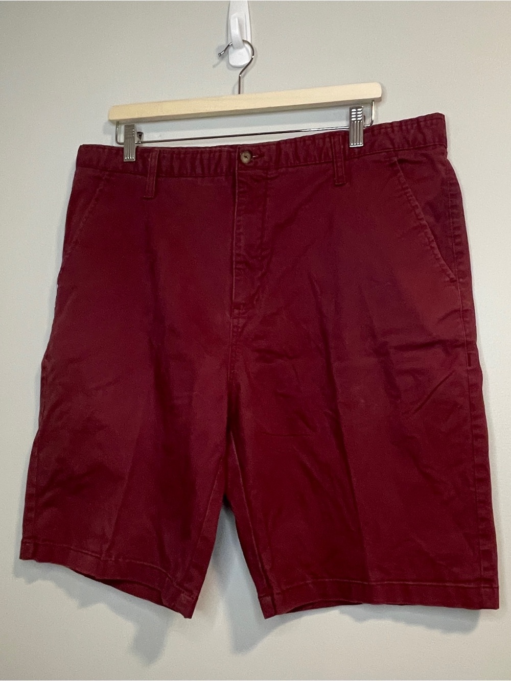 Flat-Front Men's Chino Shorts in Deep Maroon by Hudson & Barrow 38